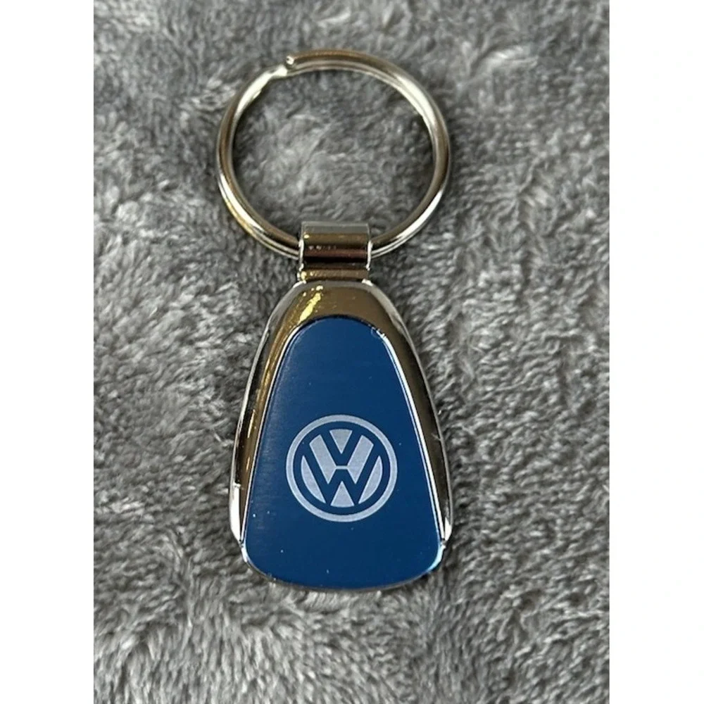 Volkswagen Blue Enamel Chrome Logo Keychain Jim Ellis VW Dealership New in Box